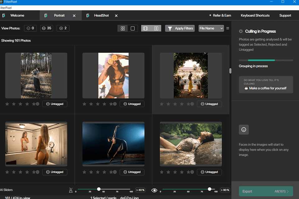 filterpixel filters quality sliders