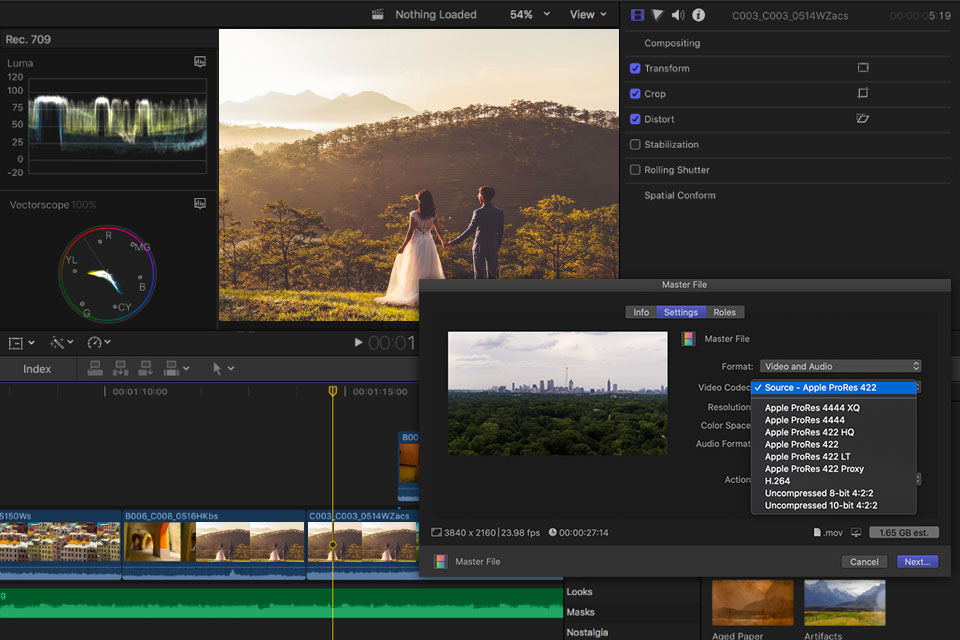 final cut pro wedding video editor interface