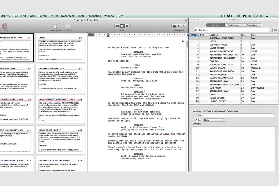 final draft interface