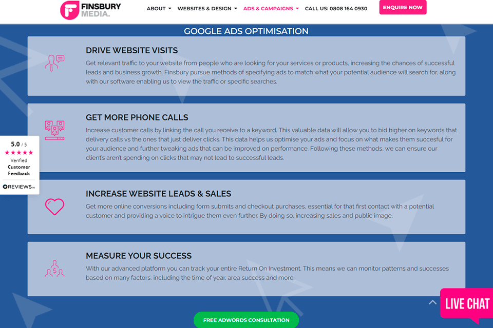 finsbury media google ads optimisation