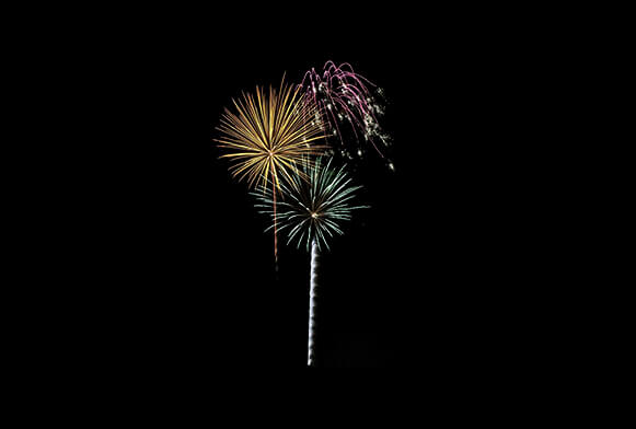 superposition de feux d'artifice