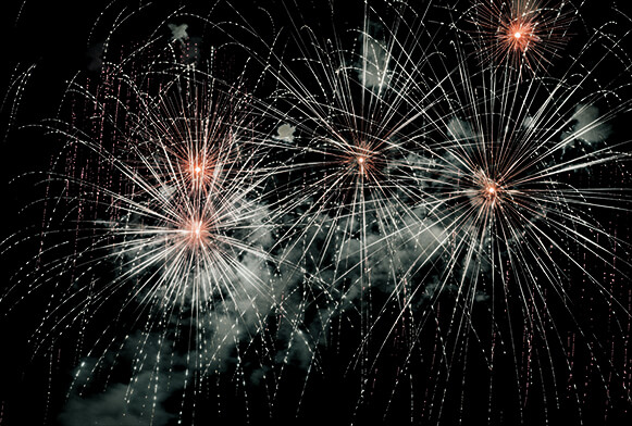 superposition de feux d'artifice