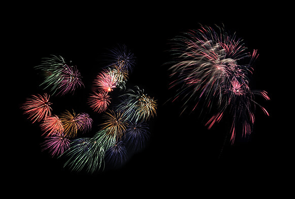 superpositions de feux d'artifice