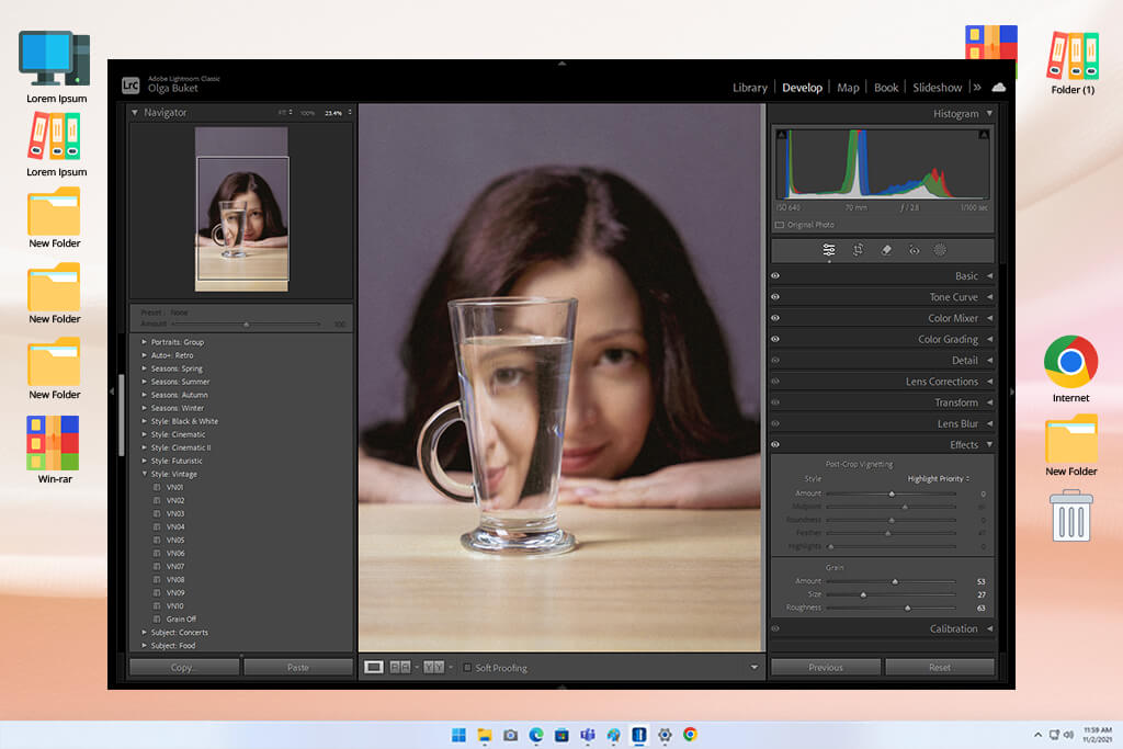 fix grain in lightroom