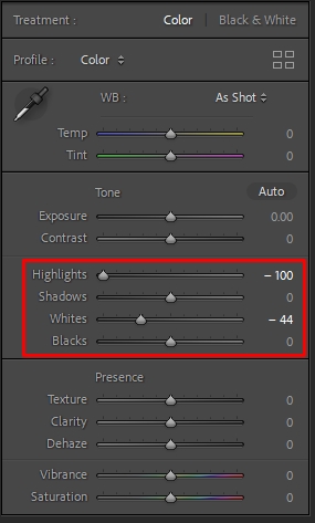 fix overexposed photos in lightroom white areas