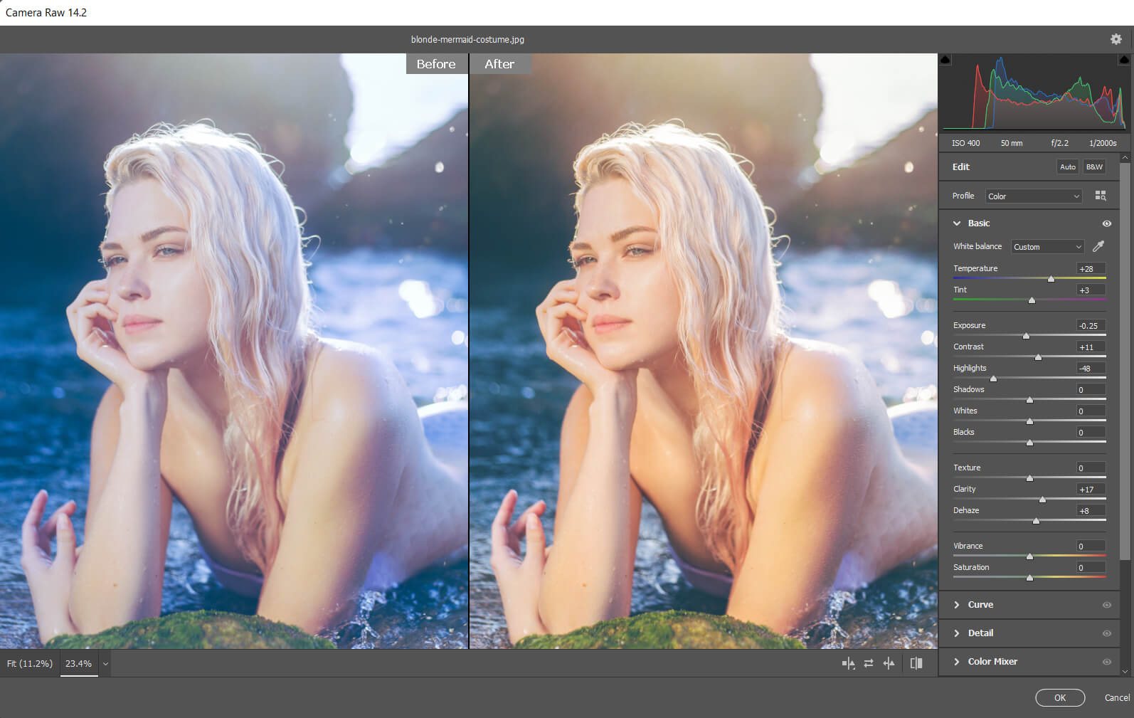 fix the light on pictures of cosplay