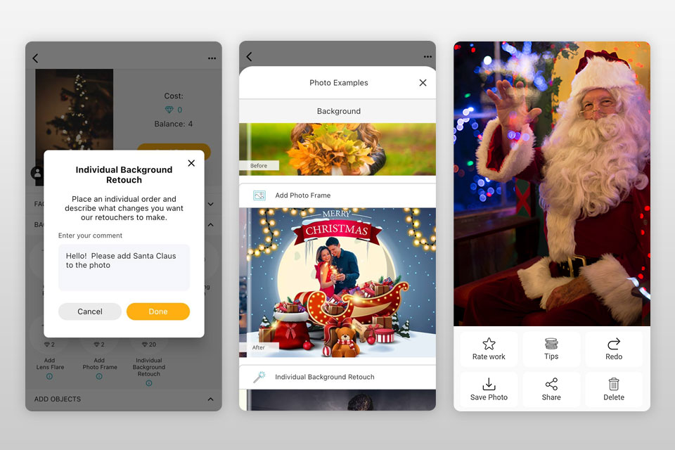 fix the photo editor and retouch app that adds santa to your photo interface