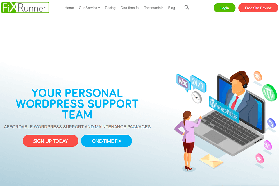 fixrunner website maintenance service interface