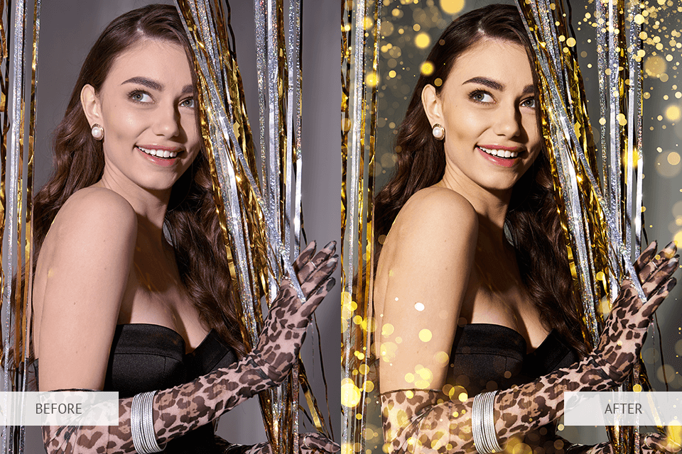 fixthephoto app to add sparkles before after example