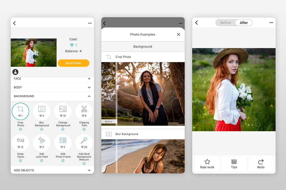 fixthephoto editor and retouch photo square app interface