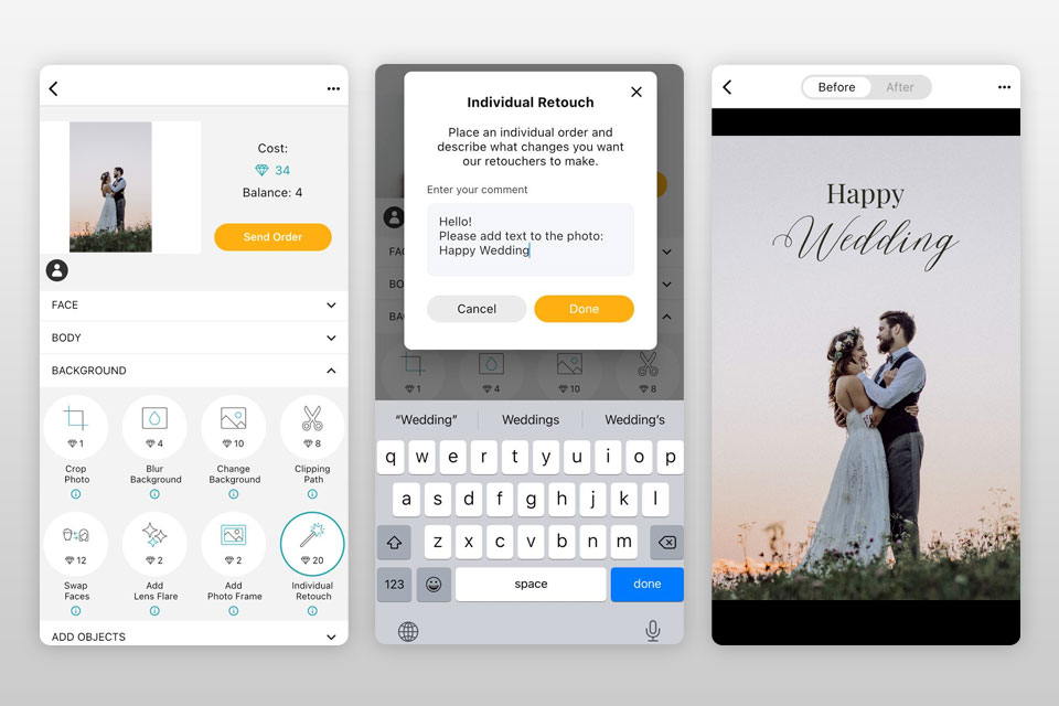 fixthephoto texts on pictures app screen