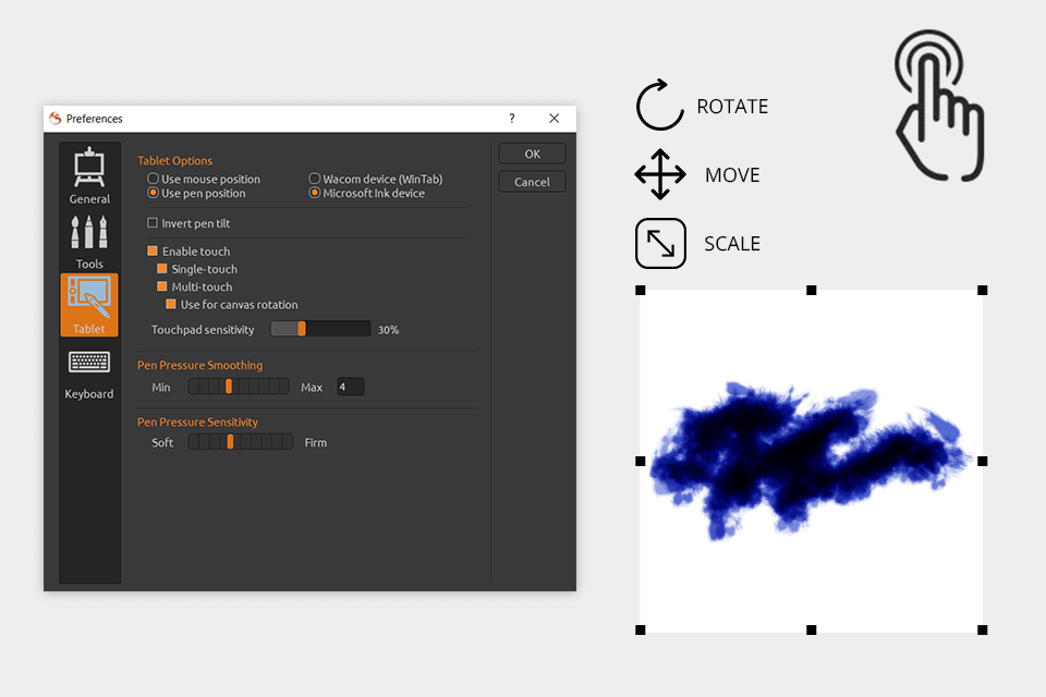 flame painter software multi-touch support