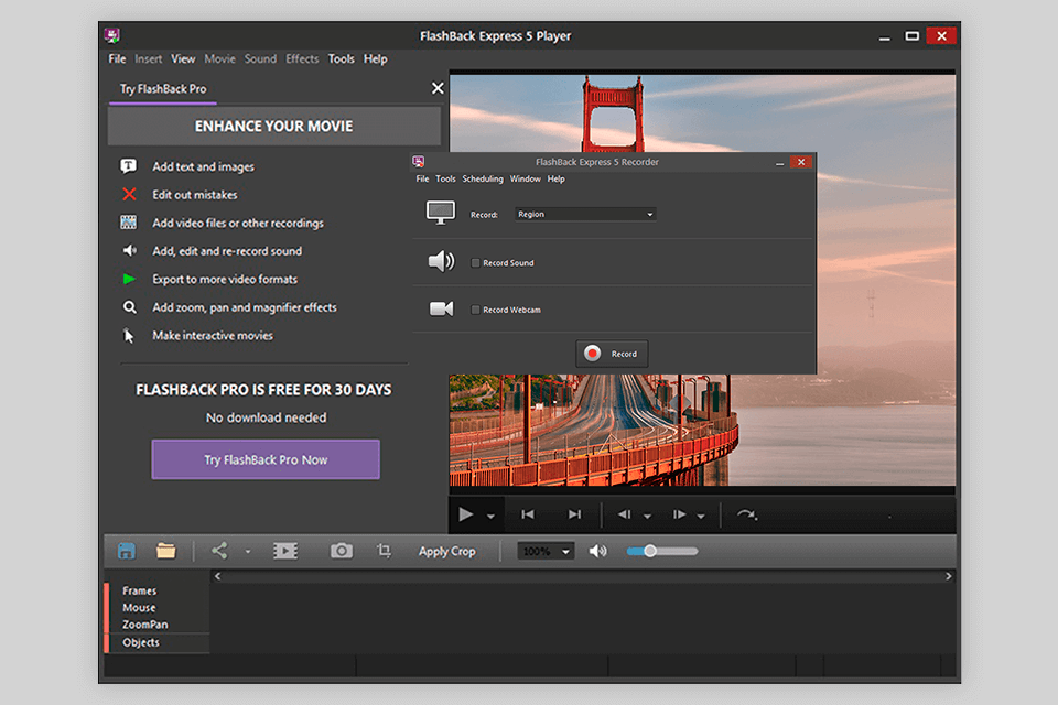 flashback laptop screen recorder interface