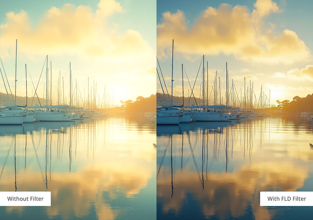 fld lens filter before after