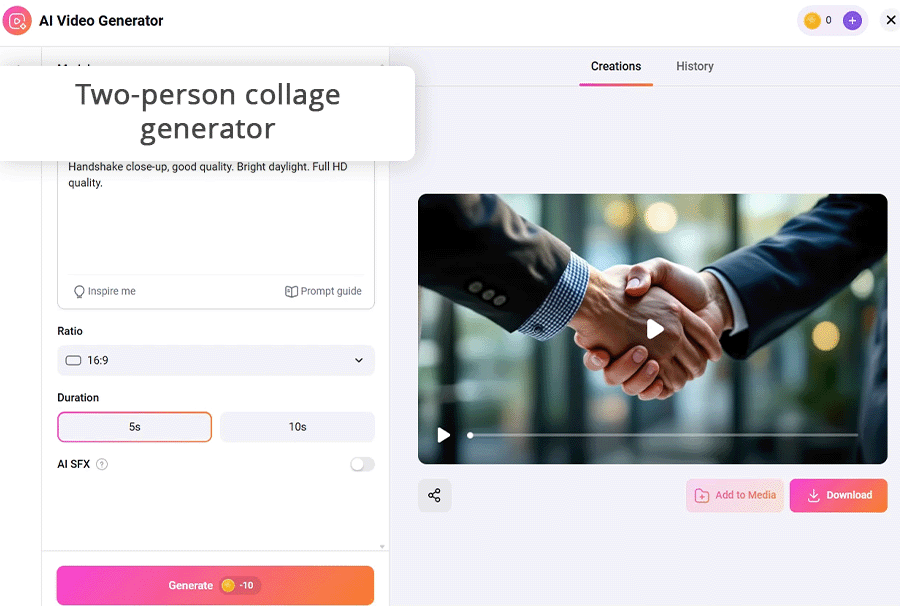 flexclip ai handshake video generator