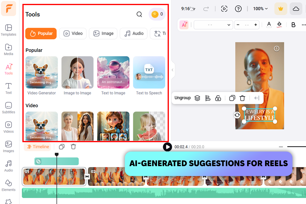 flexclip ai reel generator