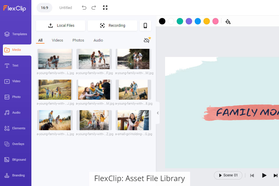 flexclip مكتبة ملفات الأصول
