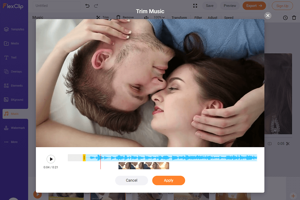 flexclip صانع الخاتمة الحرة لا واجهة العلامة المائية