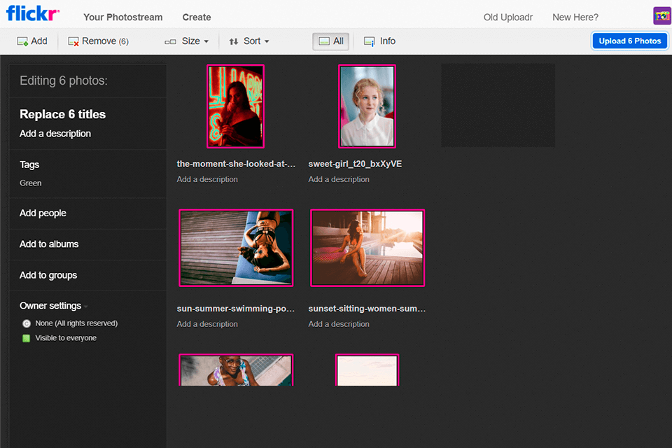 التخزين السحابي على flickr لواجهة الصور