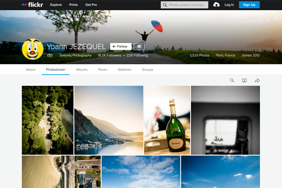 flickr social media for photographers interface