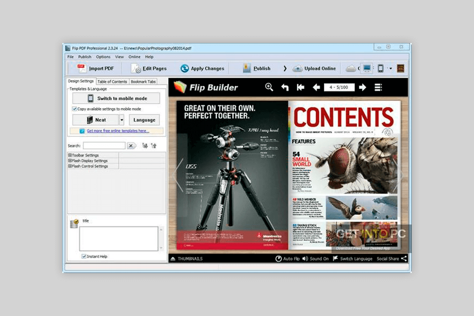 flipbuilder ebook software interface