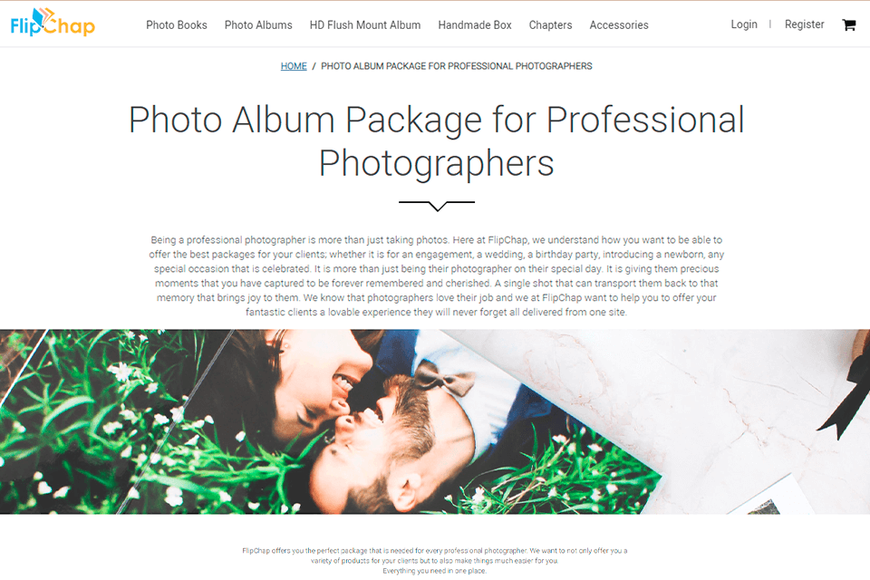 flipchap photo album package for photographers