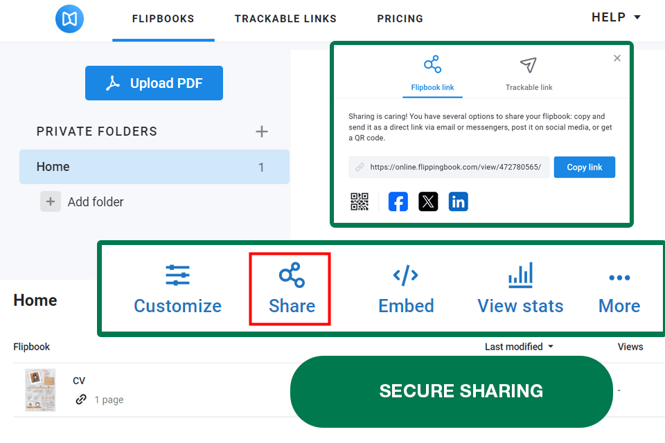 flippingbook tool to share pdfs online