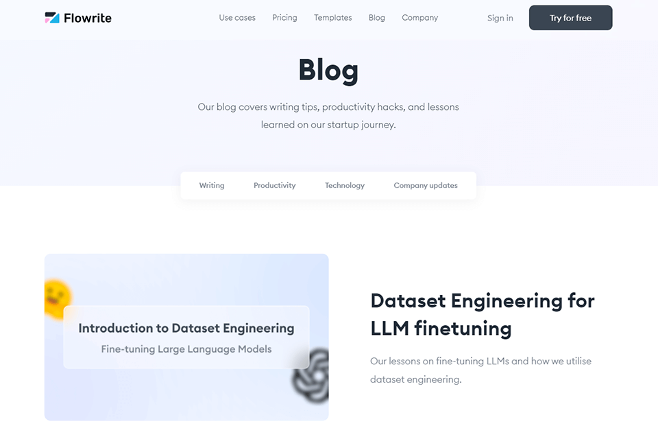 flowrite interface blog