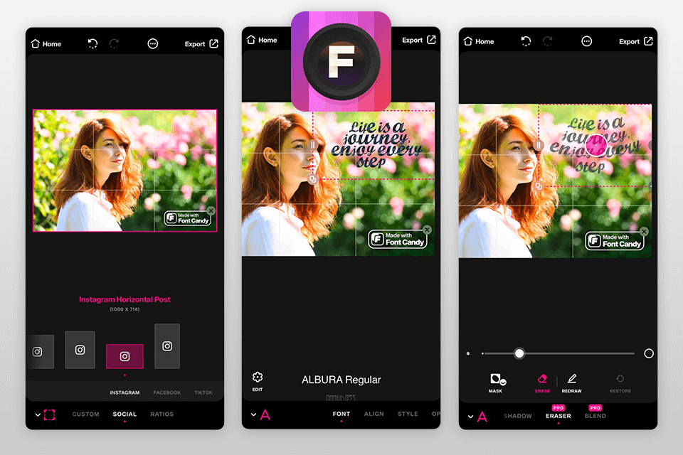 font candy add caption to photo app
