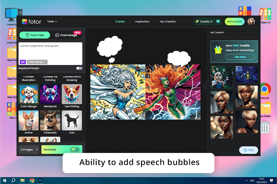 fotor ai comic generator interface
