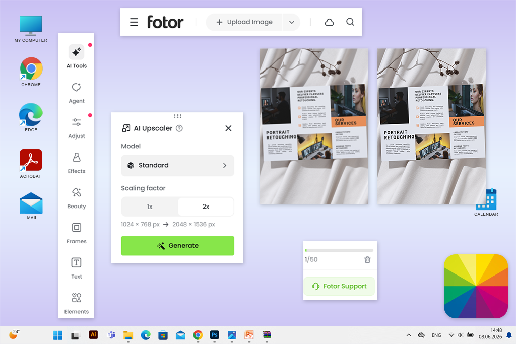 fotor ai image sharpener tool