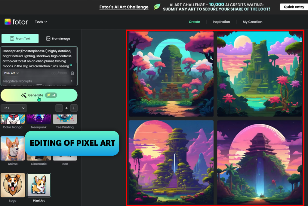 fotor ai pixel generator