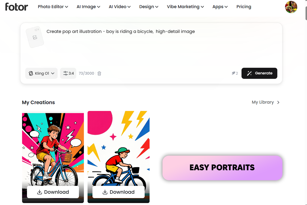 fotor ai pop-art generator