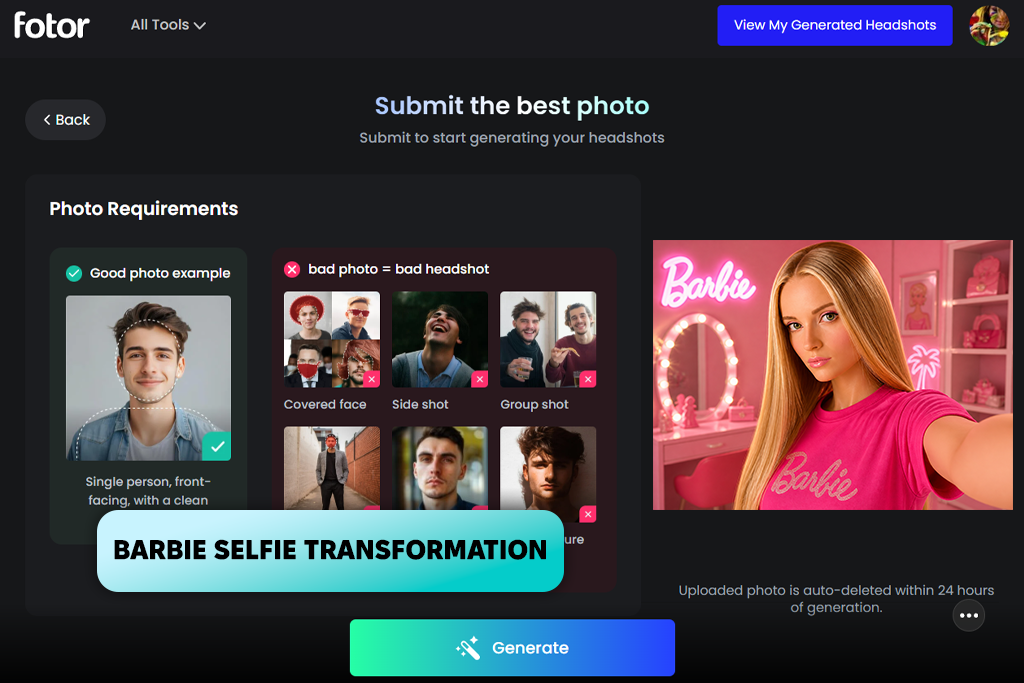 fotor ai selfie generator
