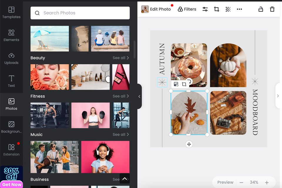 fotor free collage maker interface