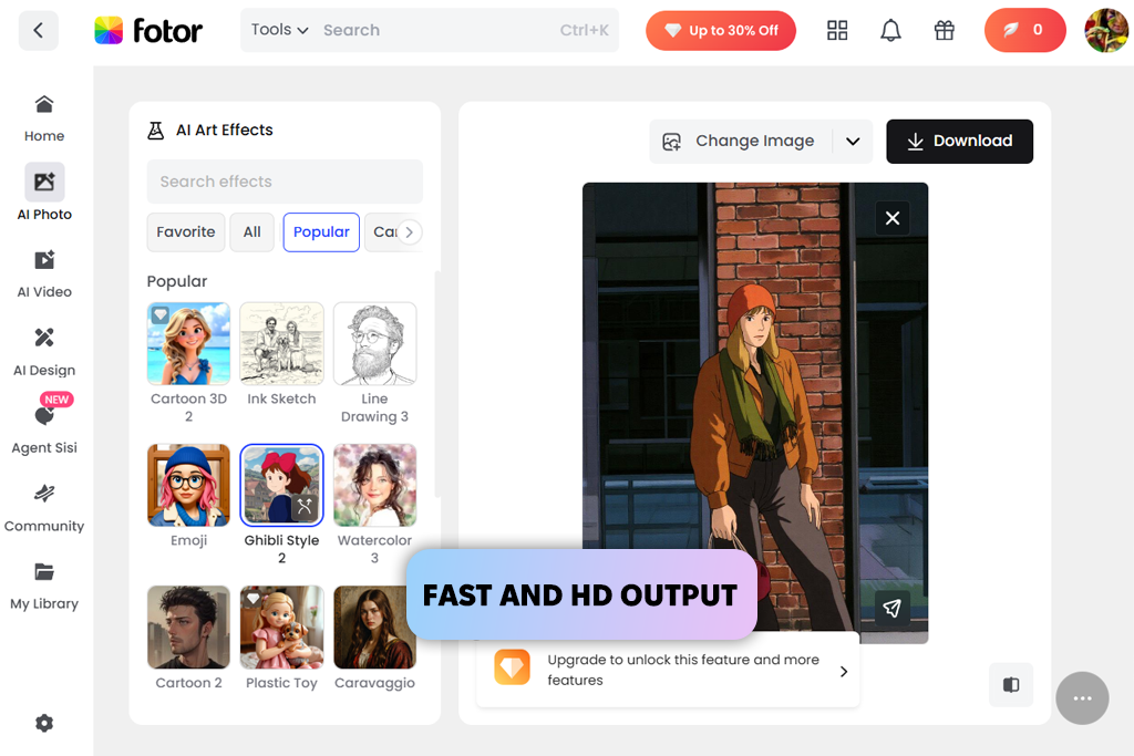 fotor ghibli ai generator interface