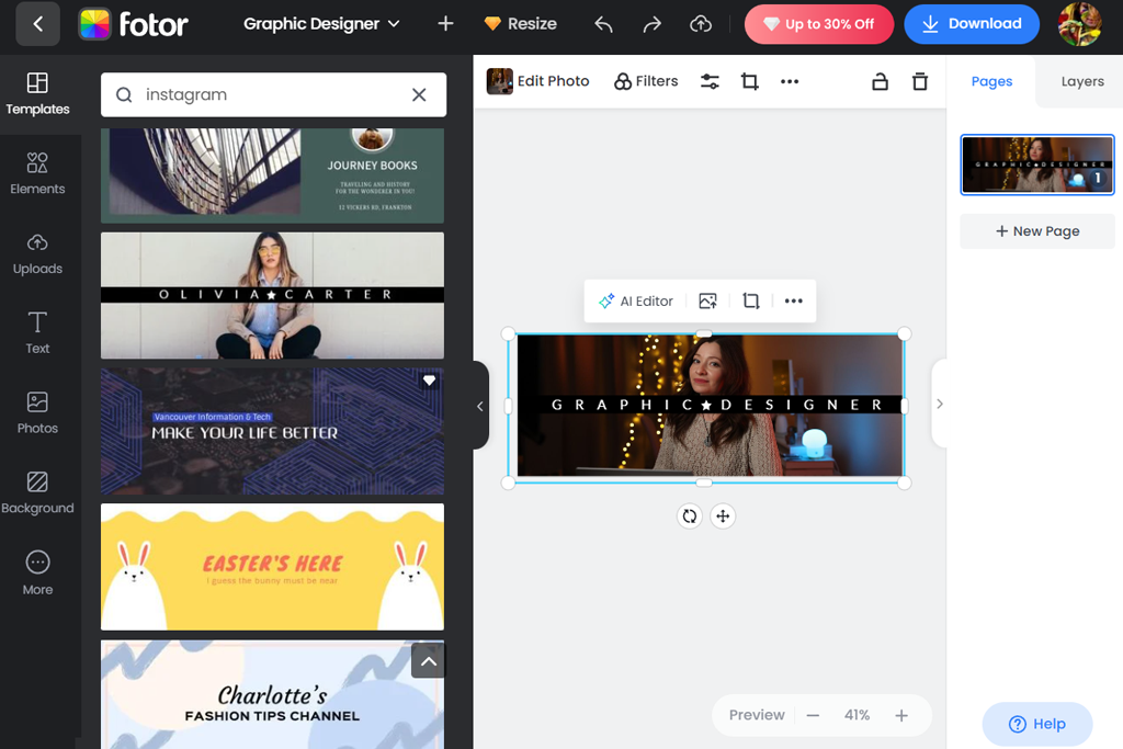 fotor instagram banner maker