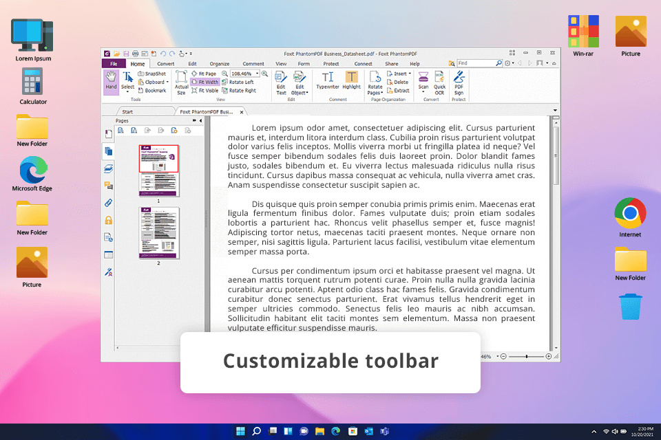 foxit pdf pdf reader for windows 11 interface