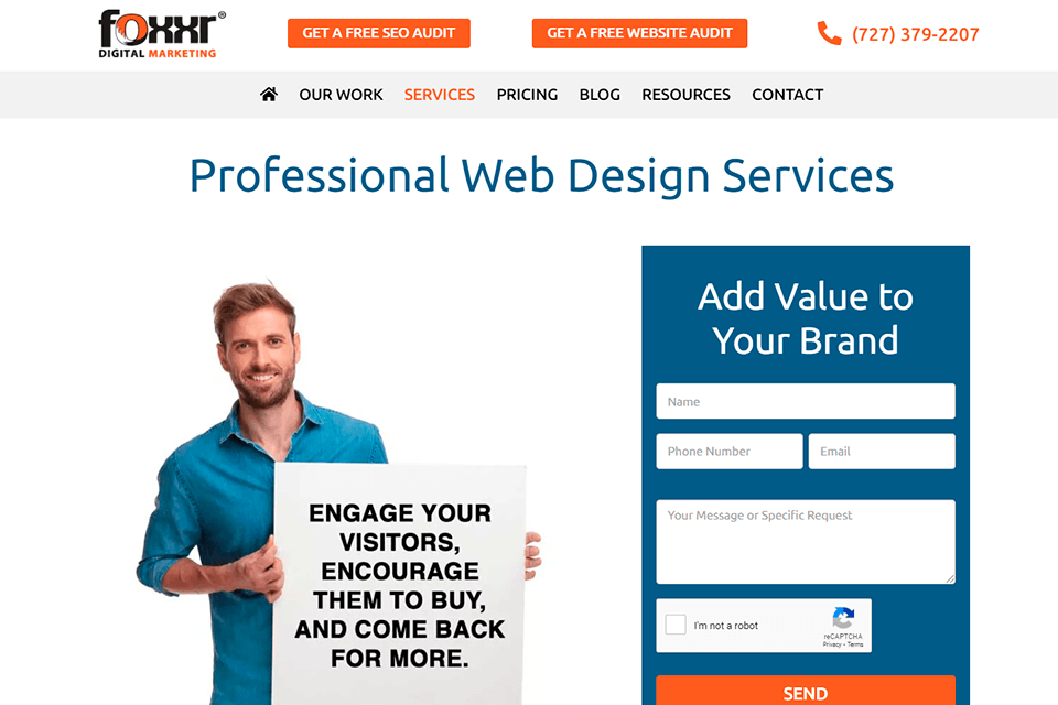 foxxr web design company interface