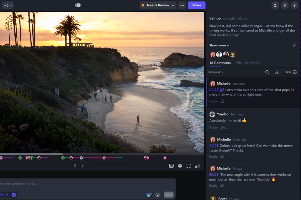 frame io for premiere pro video review software interface