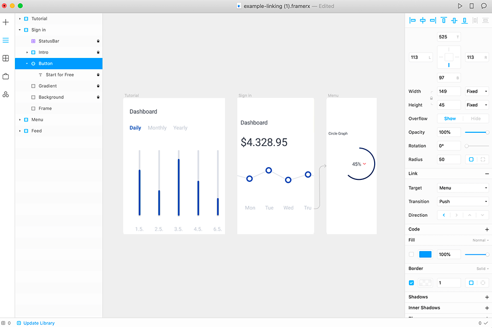 framer ui design software interface