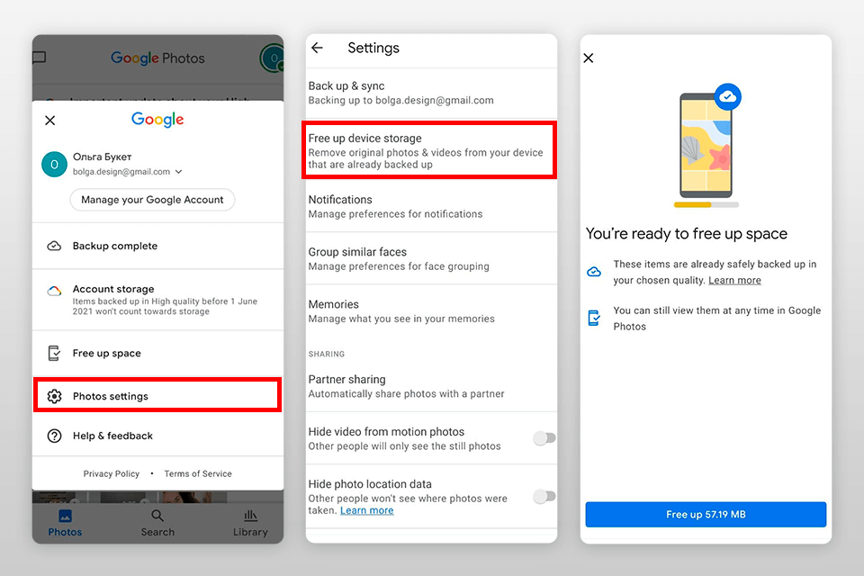 google photos tips free up device storage