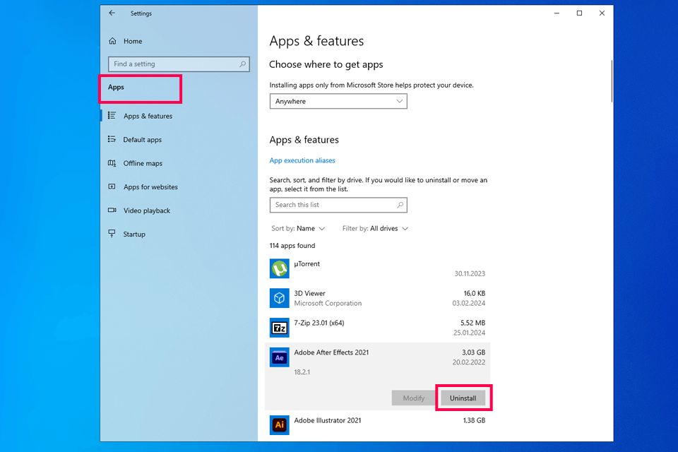 free up disk space apps uninstalling