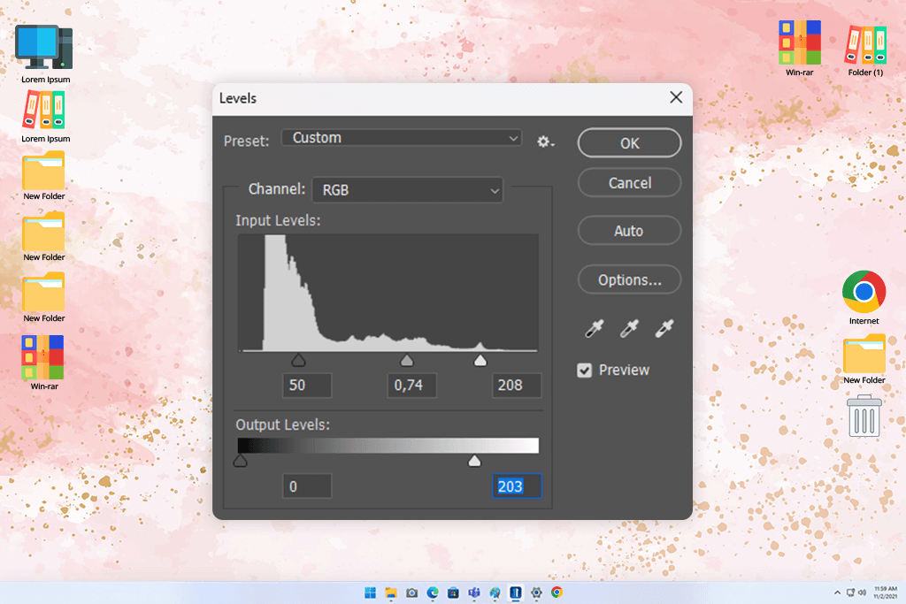 gamma correction setting in photoshop