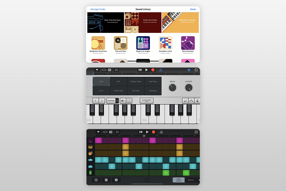 garageband music producing app interface