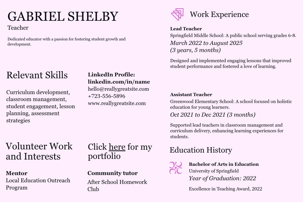 georgia educational resume font