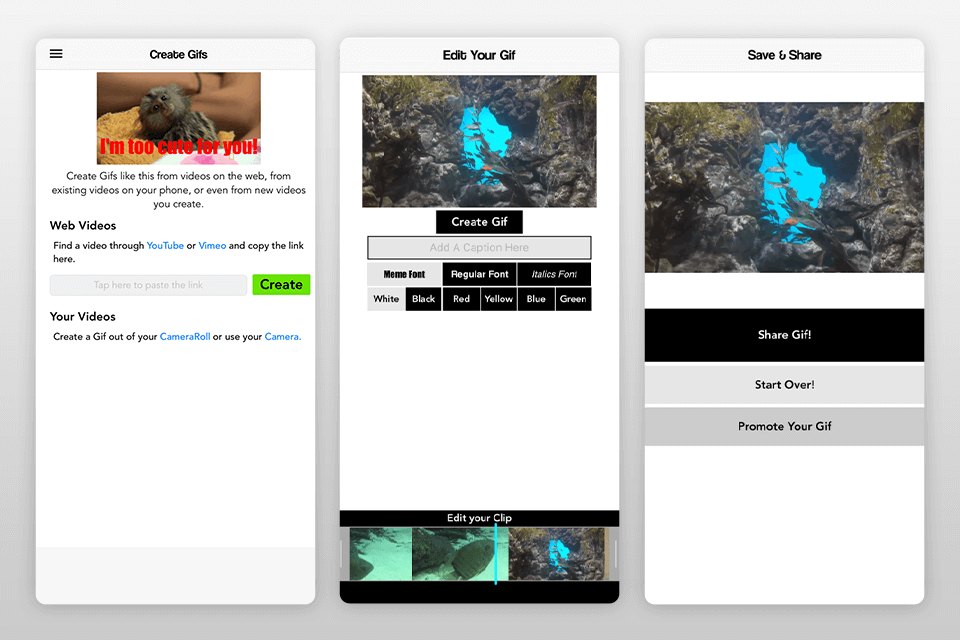 giffel youtube to gif maker interface