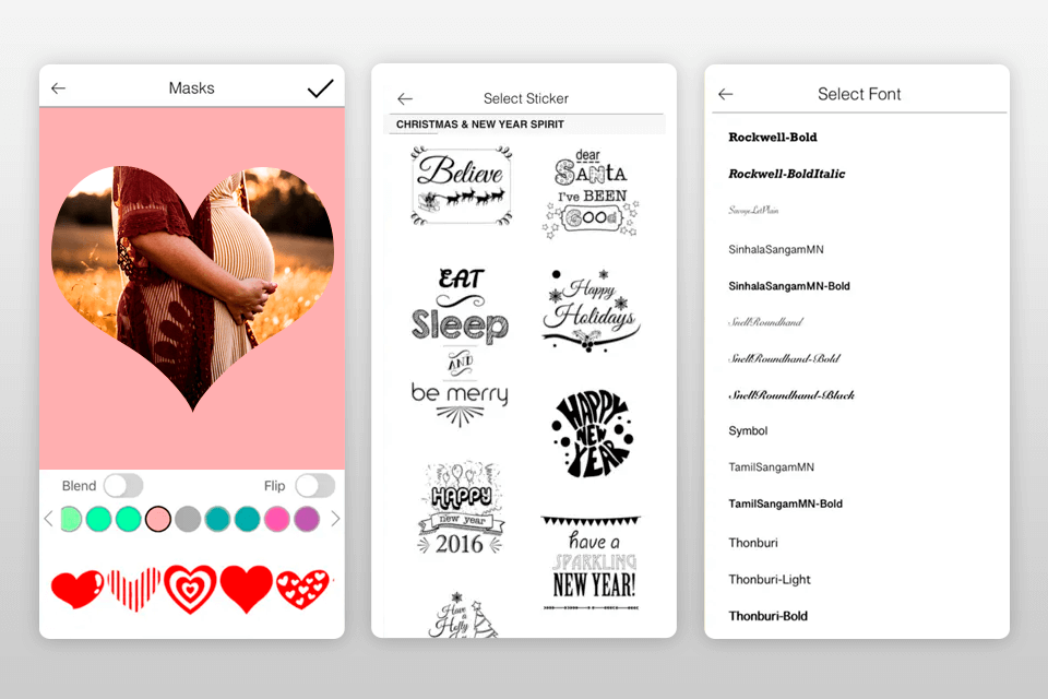 gigly app for pregnancy photos interface