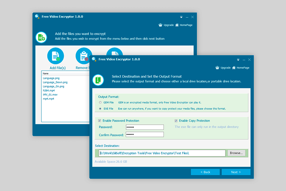 gilisoft any video encryptor interface