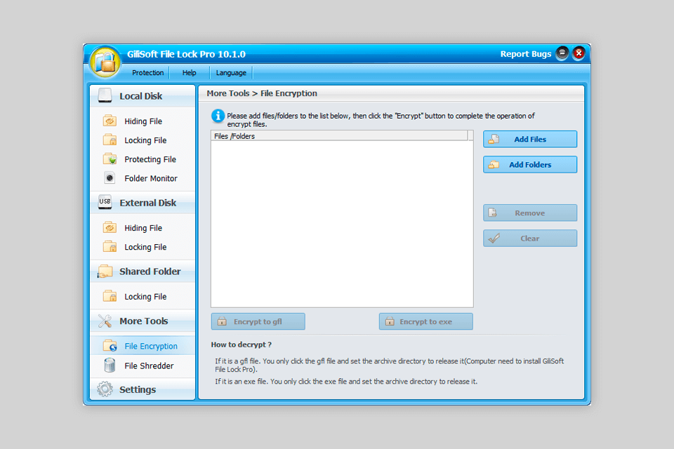 gilisoft file lock interface